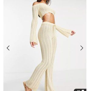 Crochet beach pants and shirt set